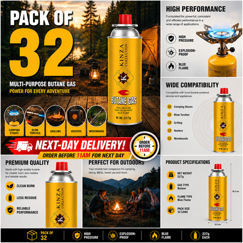 32x new butane - gas, bottles